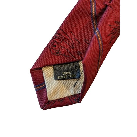 Vintage Vittorio Retired Novelty Burgundy Mens Neck Tie Necktie Fishing Golfing - Picture 6 of 6